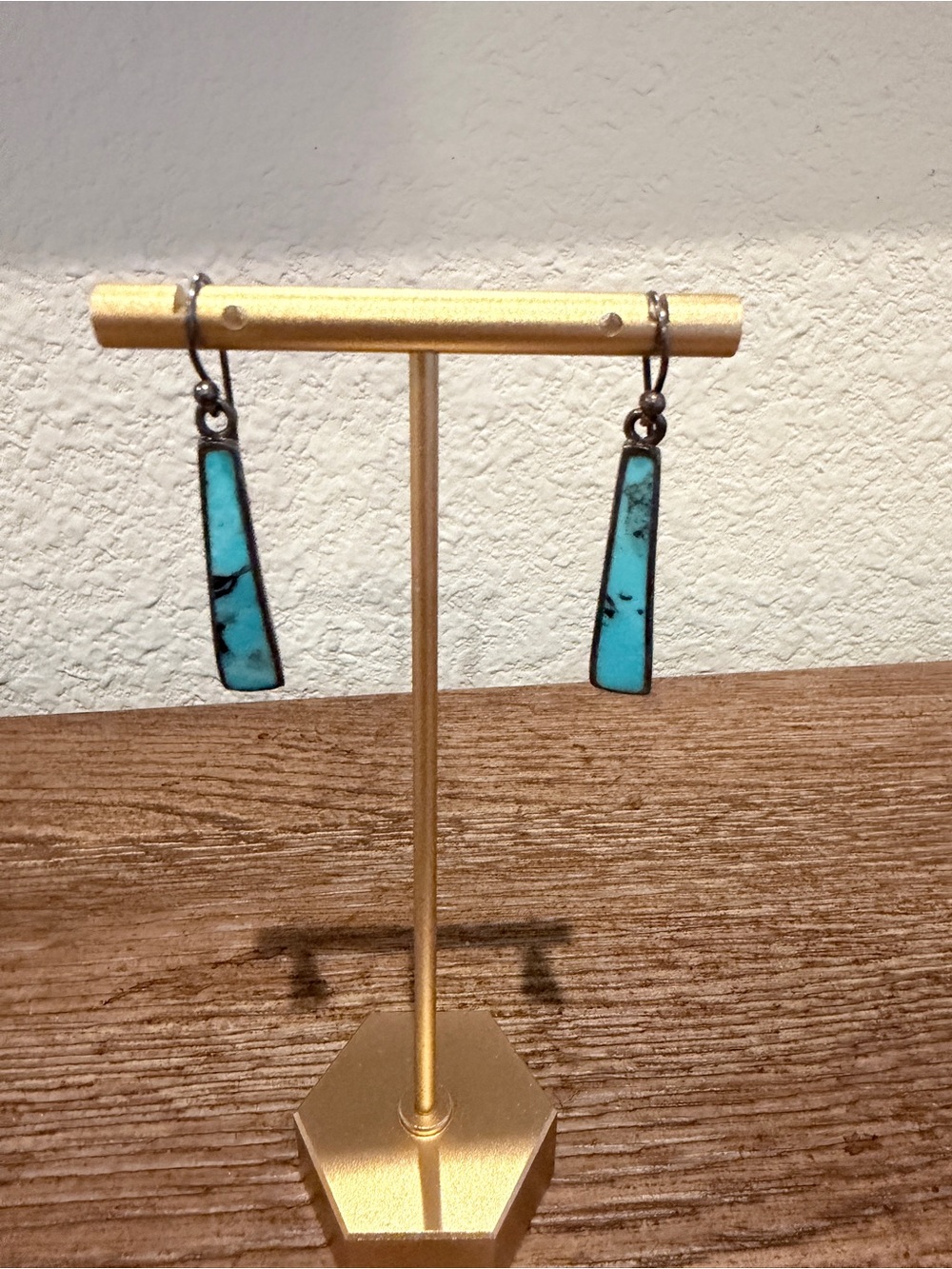Southwest Turquoise Bar Drop Earrings - Blue Stone Dangle
